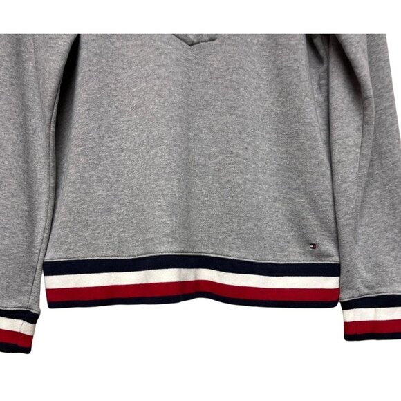 Tommy Hilfiger Grey Long Sleeve Hockey Lace Up Sweatshirt Women's Size Medium - Picture 3 of 7